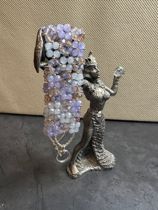 Woven Band Bracelet - Light Baby Blue, Periwinkle, and Transparent Purple/Peach